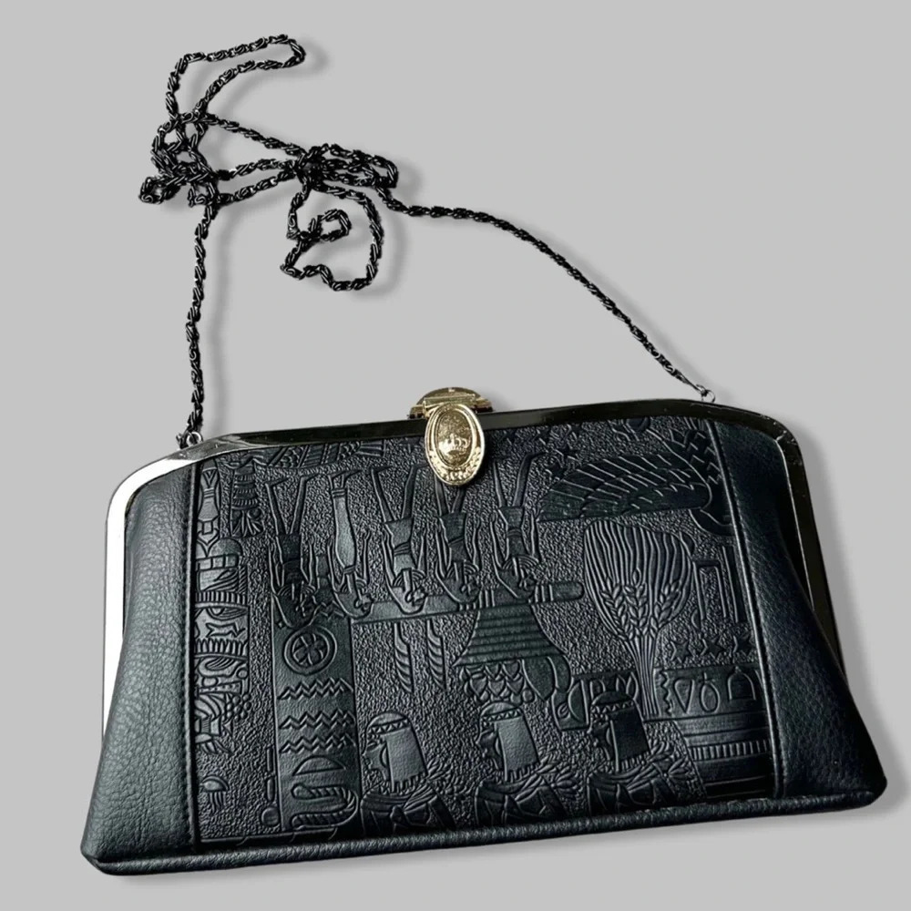 Japan Brand  Faux Leather Egyptians Art Chain Clutch Shoulder Bag